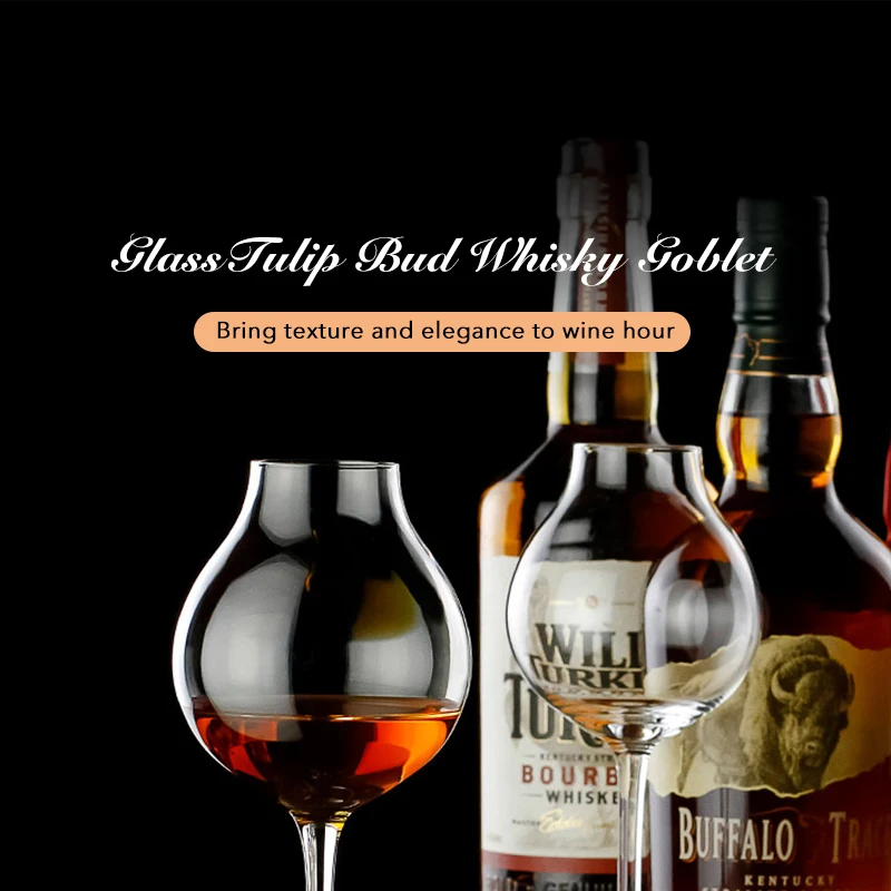 Cross-border closing tulip whiskey glass, brandy tasting glass, foreign liquor sampling glass, European-style large-belly high-s
