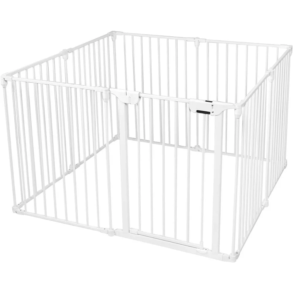 

181" Extra Wide Pet Gate & Dog Playpen, Foldable Dog Fence with Walk-Through Door, Dog Barriers for Home, House, Stairs