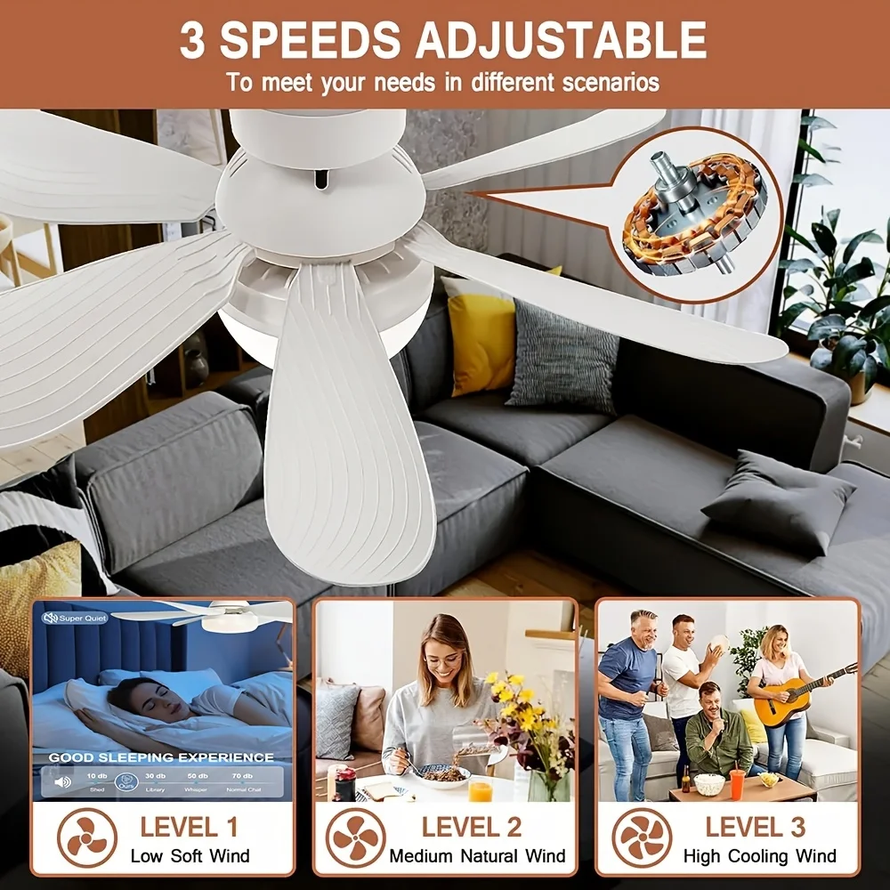 With Remote Control LED Ceiling Fan Light 3 Speeds Wind Silend Motor 30/40W Ceiing Fan Lamps Tricolor Dimmable Ceiling Fan Lamp