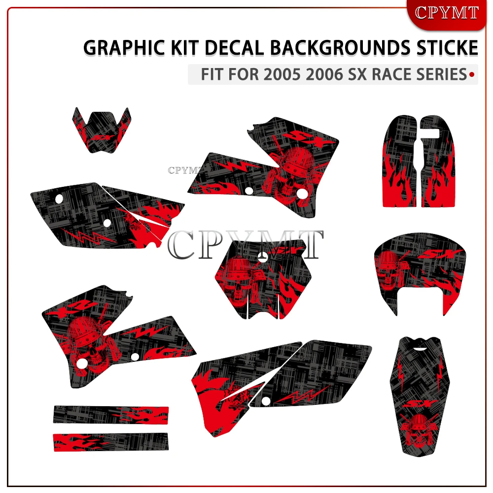 

Fit for 2005 2006 SX RACE SERIES RETRO NEW TEAM GRAPHIC KIT Motorcycle Fairing Background Decals Sticker Full Set