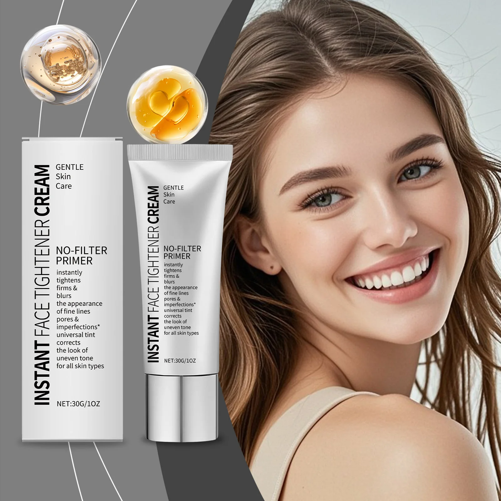 Base de maquillage pour le visage, cosmétiques, couverture des pores, imperfections, peau lisse, éclaircissante, raffermissement instantané du visage, Base de maquillage sans filtre