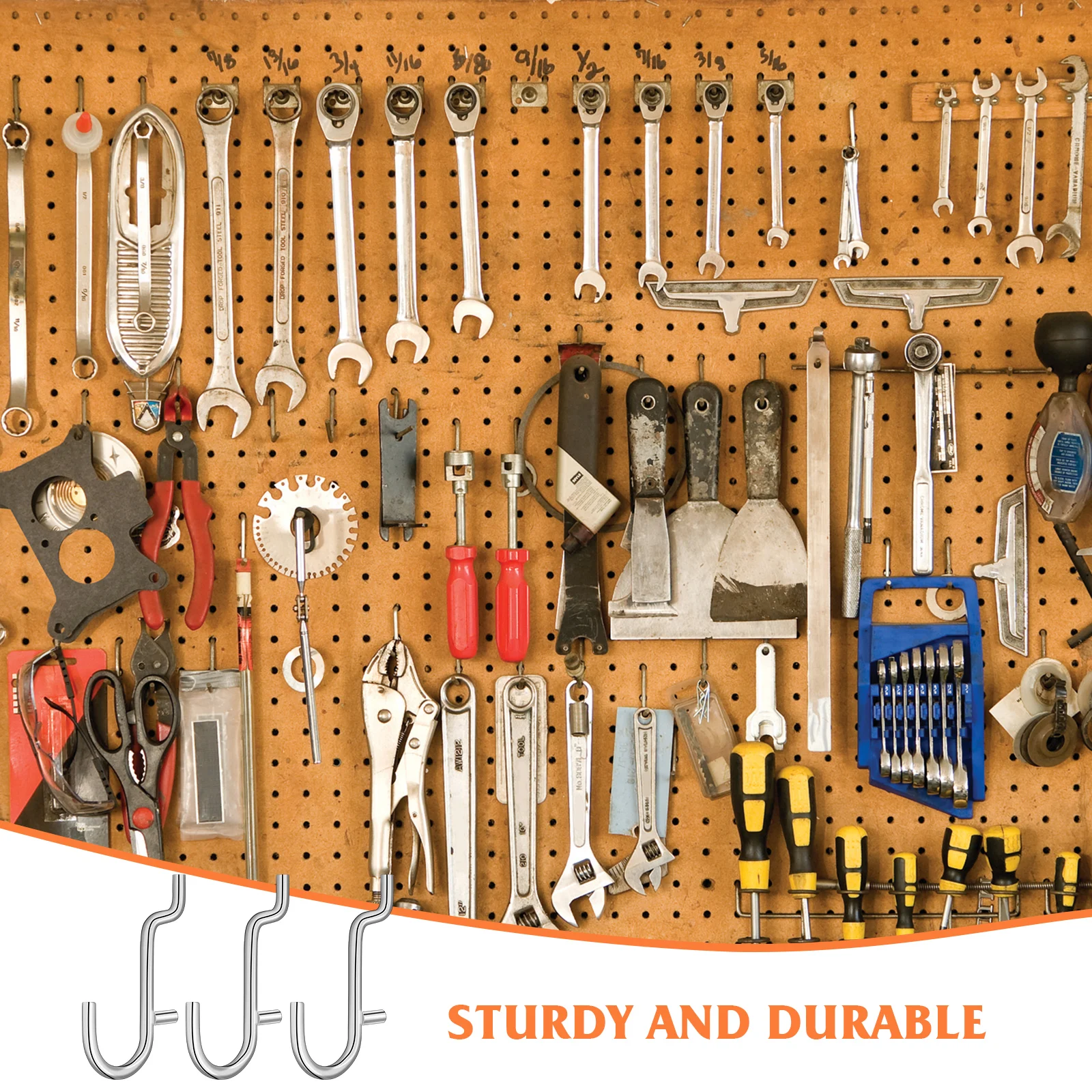 

20pcs Stainless Steel Hooks Durable Metal Pegboard Hook Garage Workshop Home Pegboard Organizer Tool Holders Accessories