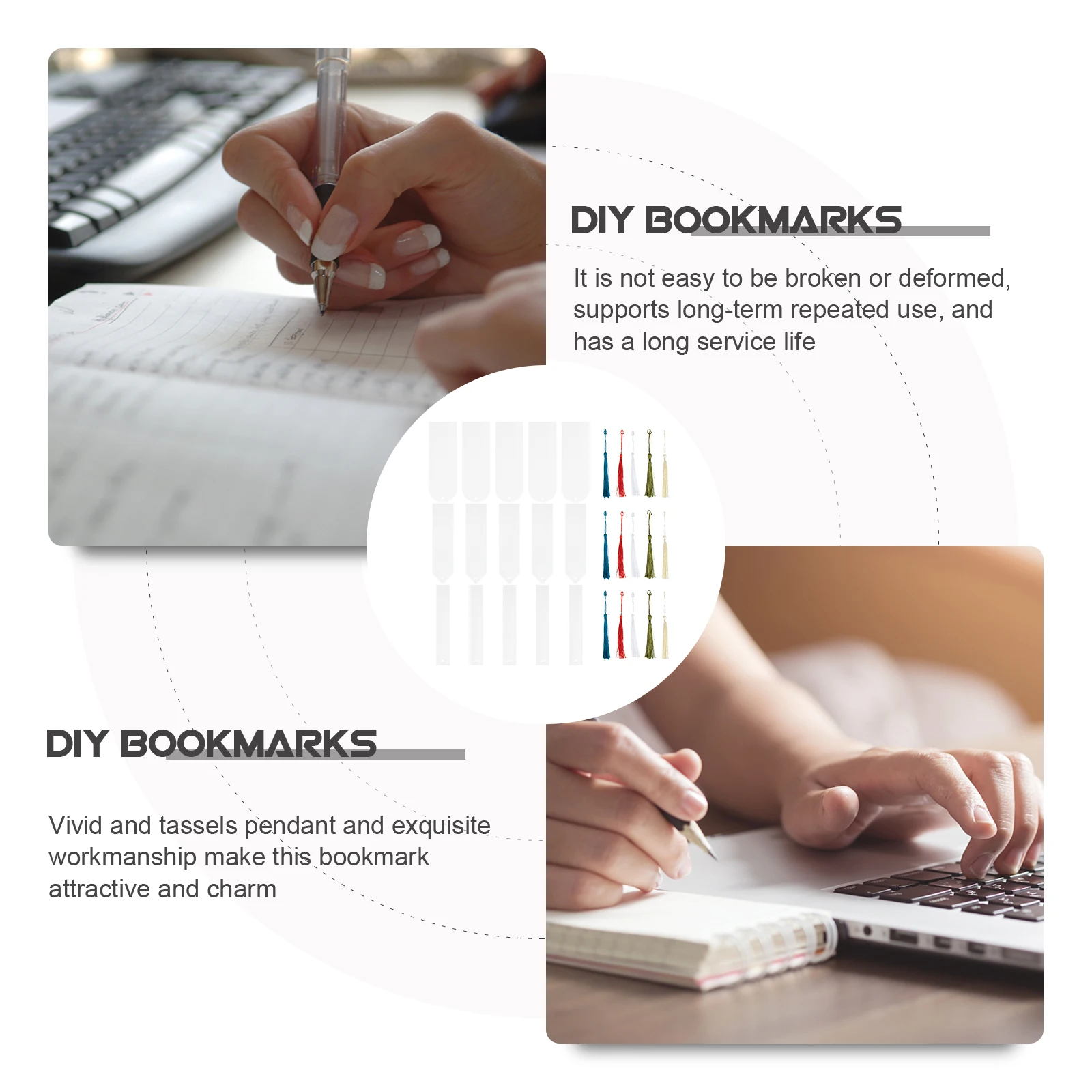 

1 Set Of Unfinished Acrylic Bookmarks With Tassels Diy Blank Page Marker For Gift Decoration Colorful Craft Bookmark