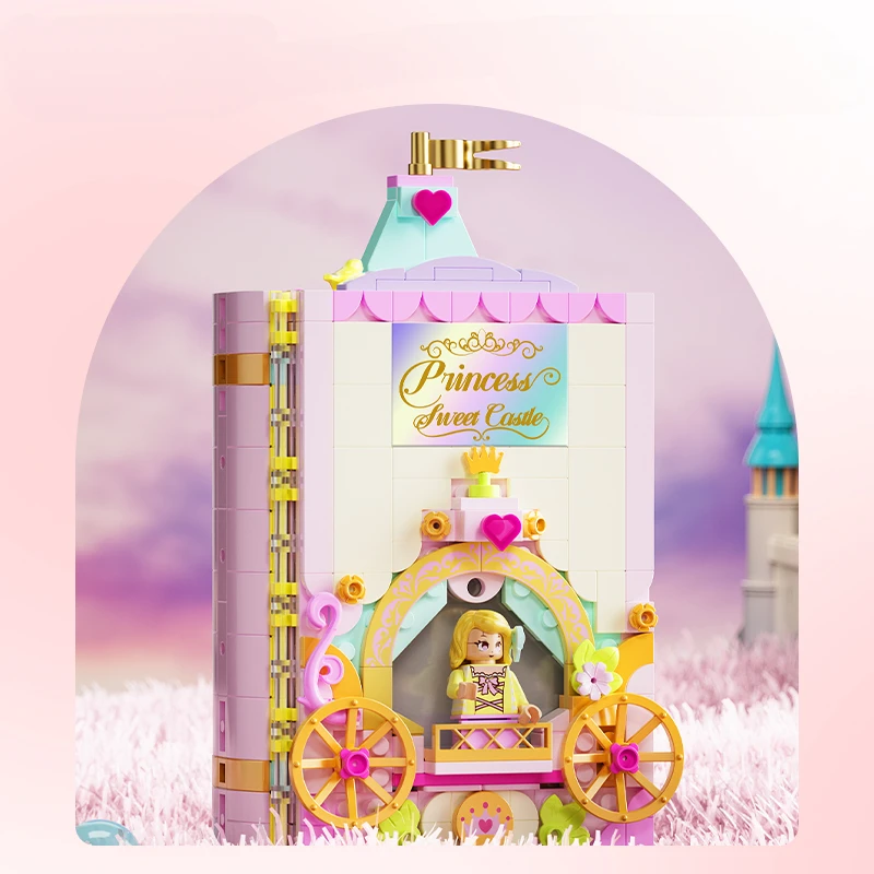 Fairytale Princess Castle Album Book Building Blocks Pumpkin Car Halloween Children's Puzzle Toys Model Ornament Holiday Gift