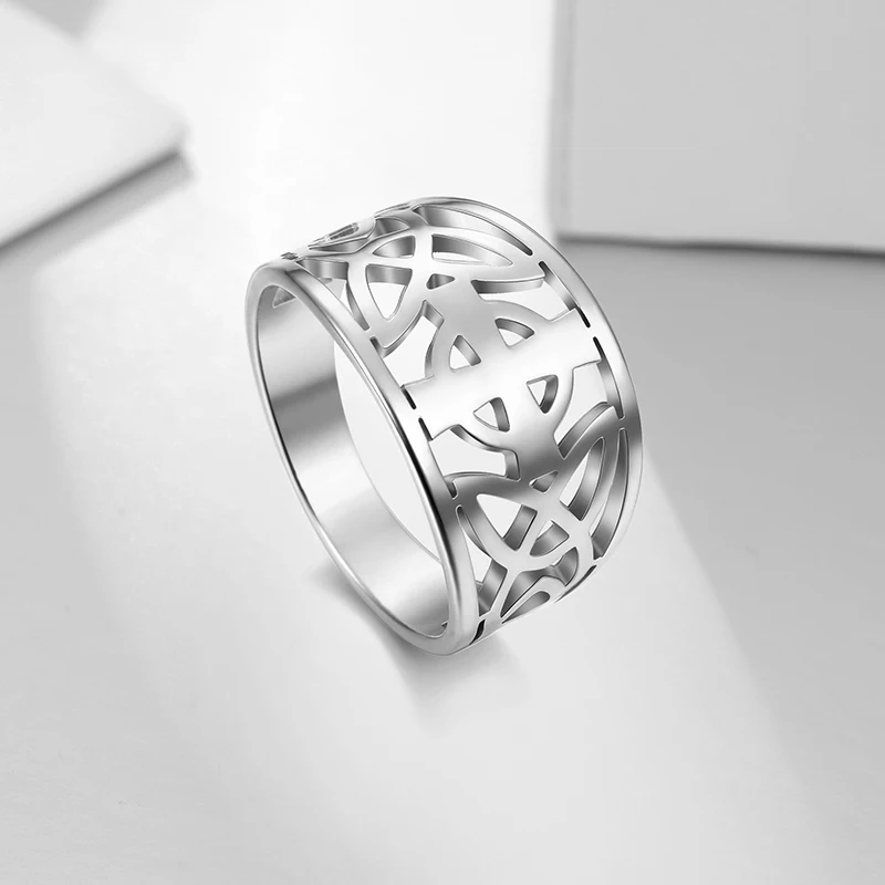 Stainless Steel Hollow Ring Geometric Vintage Classic Cross Finger Accessories High Quality Jewelry Gift for Women Men Fashion