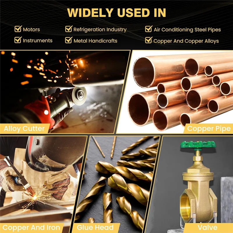 

ABMI-Self Fluxing 1/2 Lb 40Pcs Brass Brazing Rods HS221 5/64" Diameter Round Bare Bronze Welding Sticks,