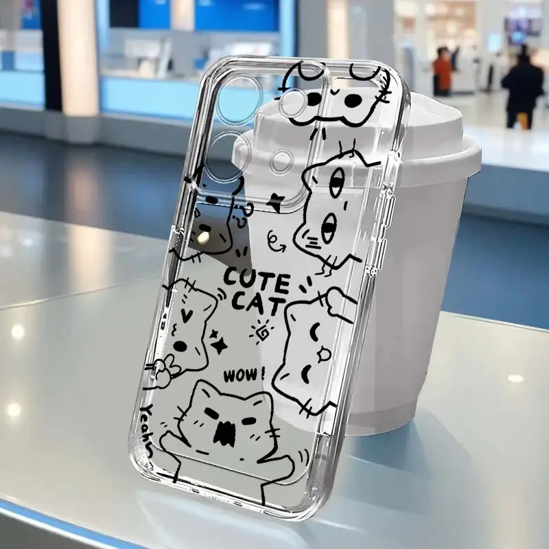 أنيمي الكرتون القط لطيف ل Xiaomi Mi Poco F2 F3 F4 F5 F6 X5 X6 X7 Pro حافظة هاتف شفافة من البولي يوريثان