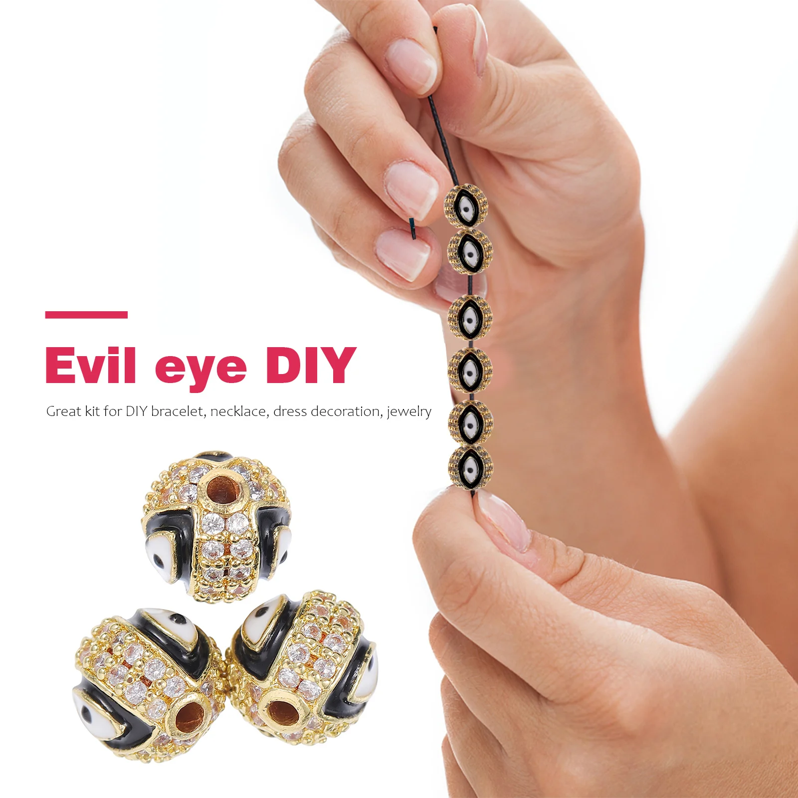 

3Pcs Alloy Eye Charms Evil Eye Beads DIY Craft Accessories Exquisite Decorative Jewelry Gifts for Friends Family