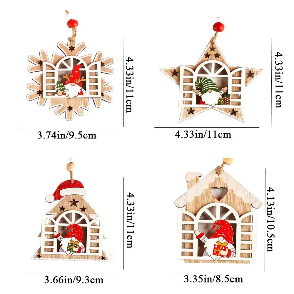 Sneeuwvlok Houten Huis Gezichtsloze Hanger Kerstman Holle Huis Gezichtsloze Man Hanger Pentagram Ster Kerstversiering Nieuwjaar