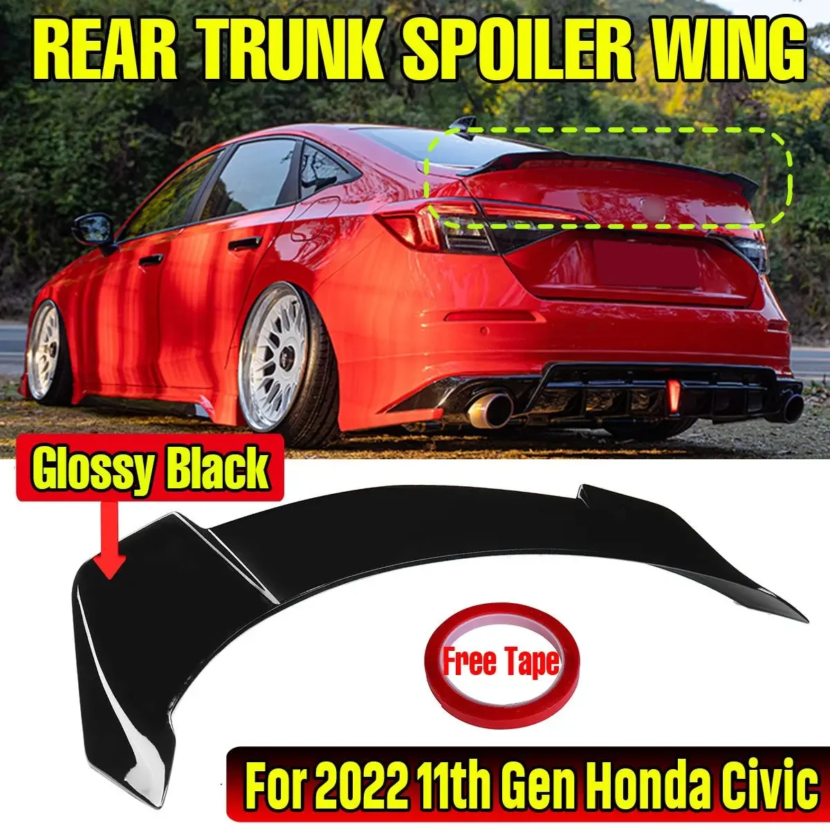 

Car Rear Spoiler Wing Lip Extension For Honda Civic 11th 4 Door Sedan 2022 Up Rear Trunk Lip Boot Wing Lip Car styling Body Kit