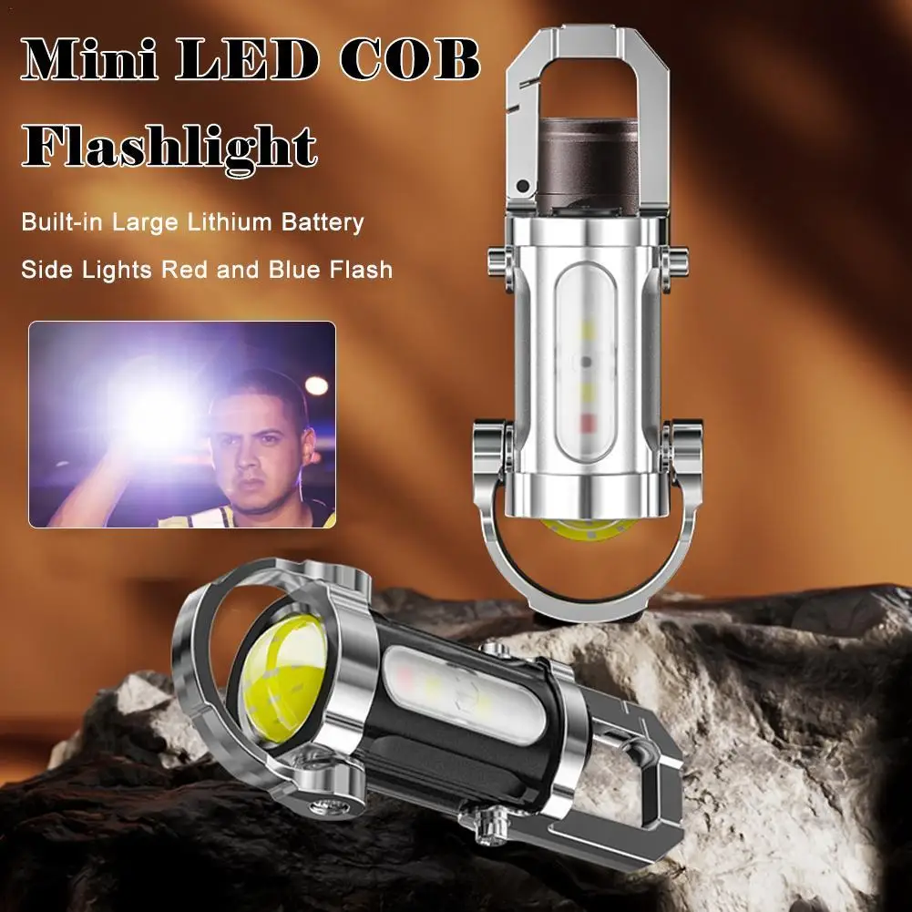 

NEW COB LED Mini Flashlight Keychain USB Rechargeable Hanging Portable Flashlight Waterproof Keyring Camping Walking Pocket Lamp