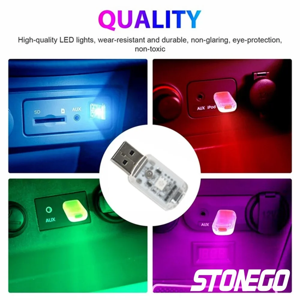 الملونة رومانسية 5 فولت LED سيارة USB جو مصباح الزخرفية المحيطة ضوء للسيارات الداخلية سطح المكتب جدار ديكور