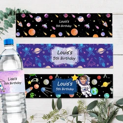 Custom Universe Outer Space Theme Bottle Labels Astronaut Rocket Galaxy Birthday Party Baptism Decorations Personalized Stickers