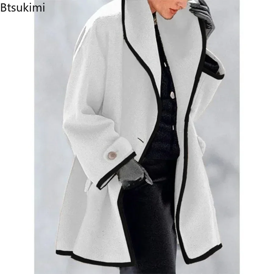 2024 Women\'s Down Jacket Autumn Winter Women Wool Coat Trench Jacket Ladies Warm Slim Long Overcoat Fashion Loose Jacket S-5XL