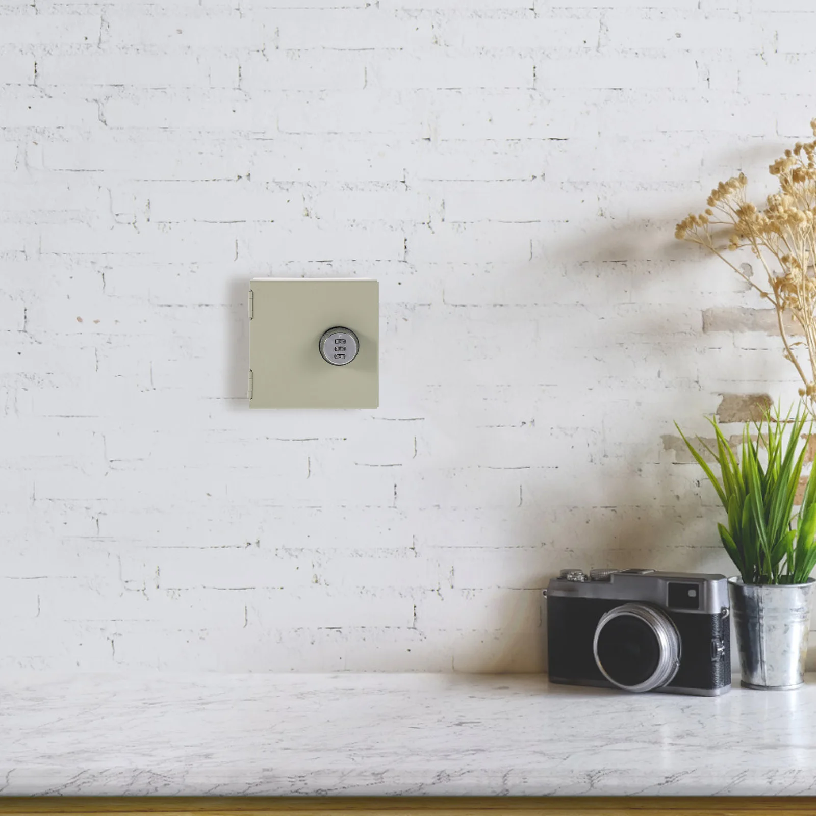 Password Lock Box Stainless Steel Rotating Combination Lock Weatherproof Heavy Duty Outlet Protection Home Office Beige