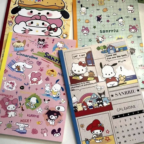 Imagen 2 del producto 16 unids/lote Sanrio Kuromi Melody Cinnamoroll A5 cuaderno lindo cuaderno planificador diario papelería regalo útiles escolares