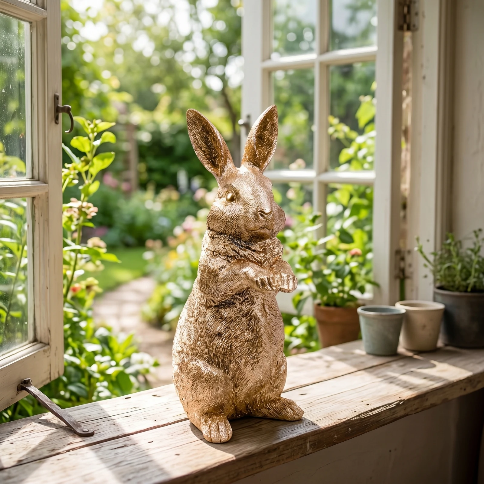 Rabbit Figurine Miniature Bunny Statue Rabbit Sculpture Lifelike Sculptures Sturdy for Gardeners, Courtyard, Patio