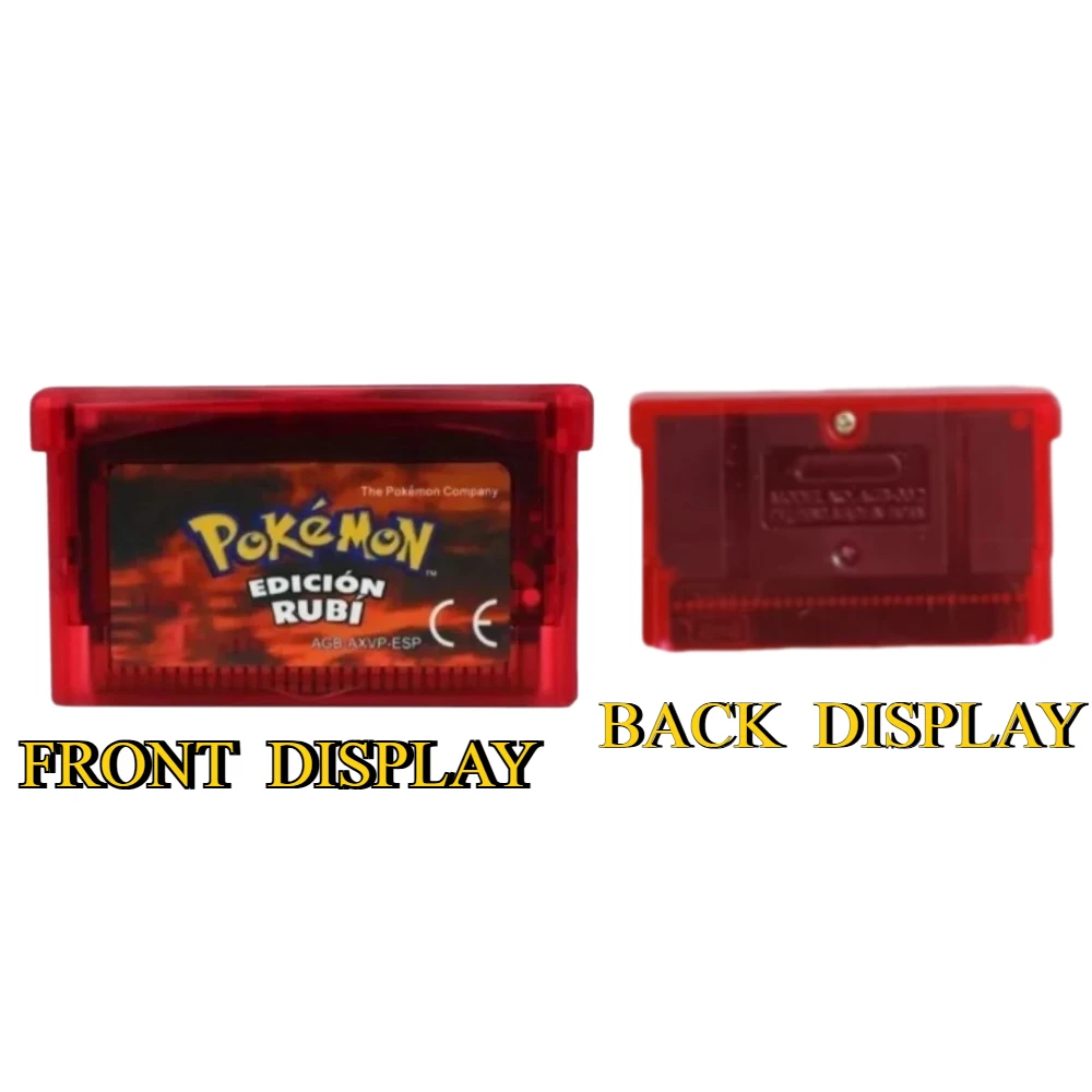 España GBA Game Pokemon Series 32 Bit Video Game Cartridge Console Card Pokemon Emerald FireRed Ruby LeafGreen Sapphire ESP view 4
