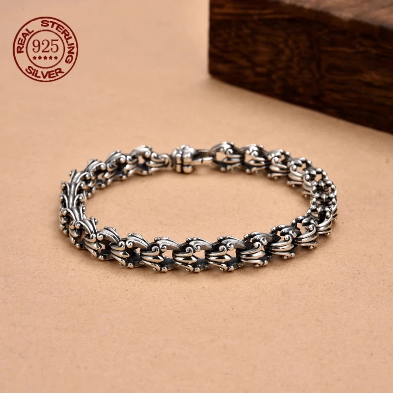 

S925 стерлингового серебра модные ретро браслеты с узором капли воды простота винтажные легкие роскошные ювелирные изделия изысканный подарок