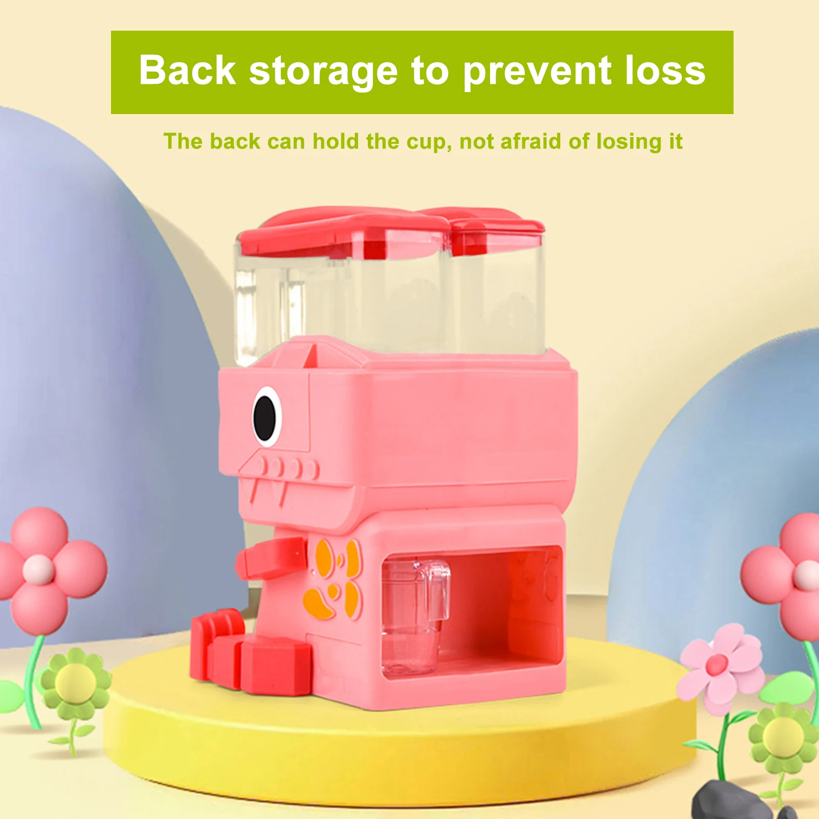 子供用恐竜デュアルウォーターディスペンサーおもちゃ、かわいいピンクとブルーの冷温水ジュース飲料噴水シミュレーションキッチンおもちゃ