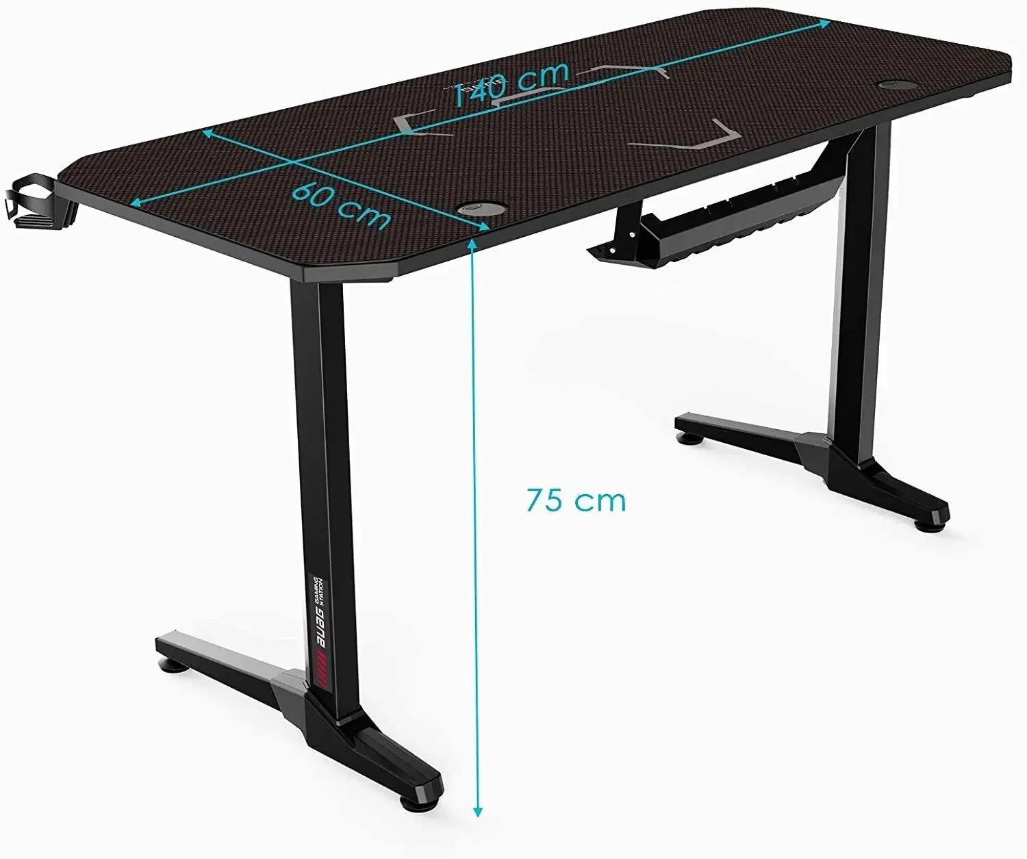 Gaming Desk Y-Shaped PC Computer Gaming Office Desk with Mouse Pad Home Office Study Carbon Fiber Surface Gamer Workstation