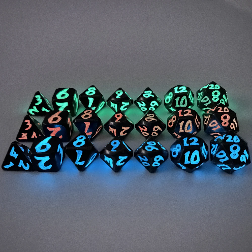 Polyhedral Metal Dice Set Glow in The Dark Dice for Roleplay Game Add Fun To Board Game