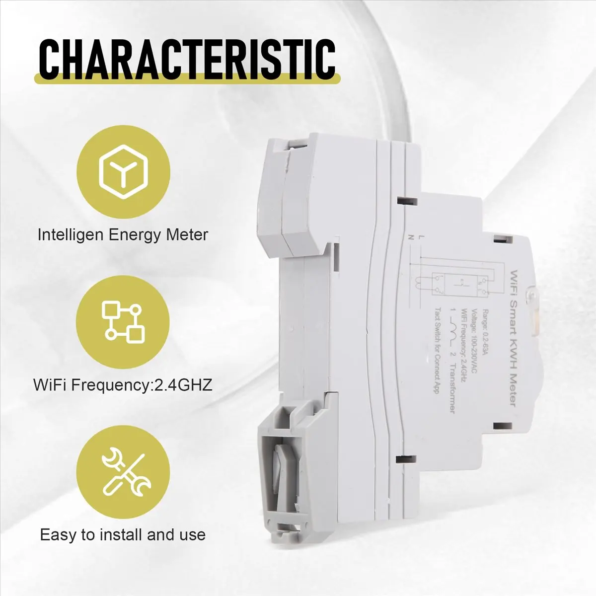 

Изысканный ATMS1603 Tuya, однофазный Wi-Fi, интеллектуальный счетчик энергии, 100 А, DIN-рейка, точно измерительный вольтметр, амперметр, мощность