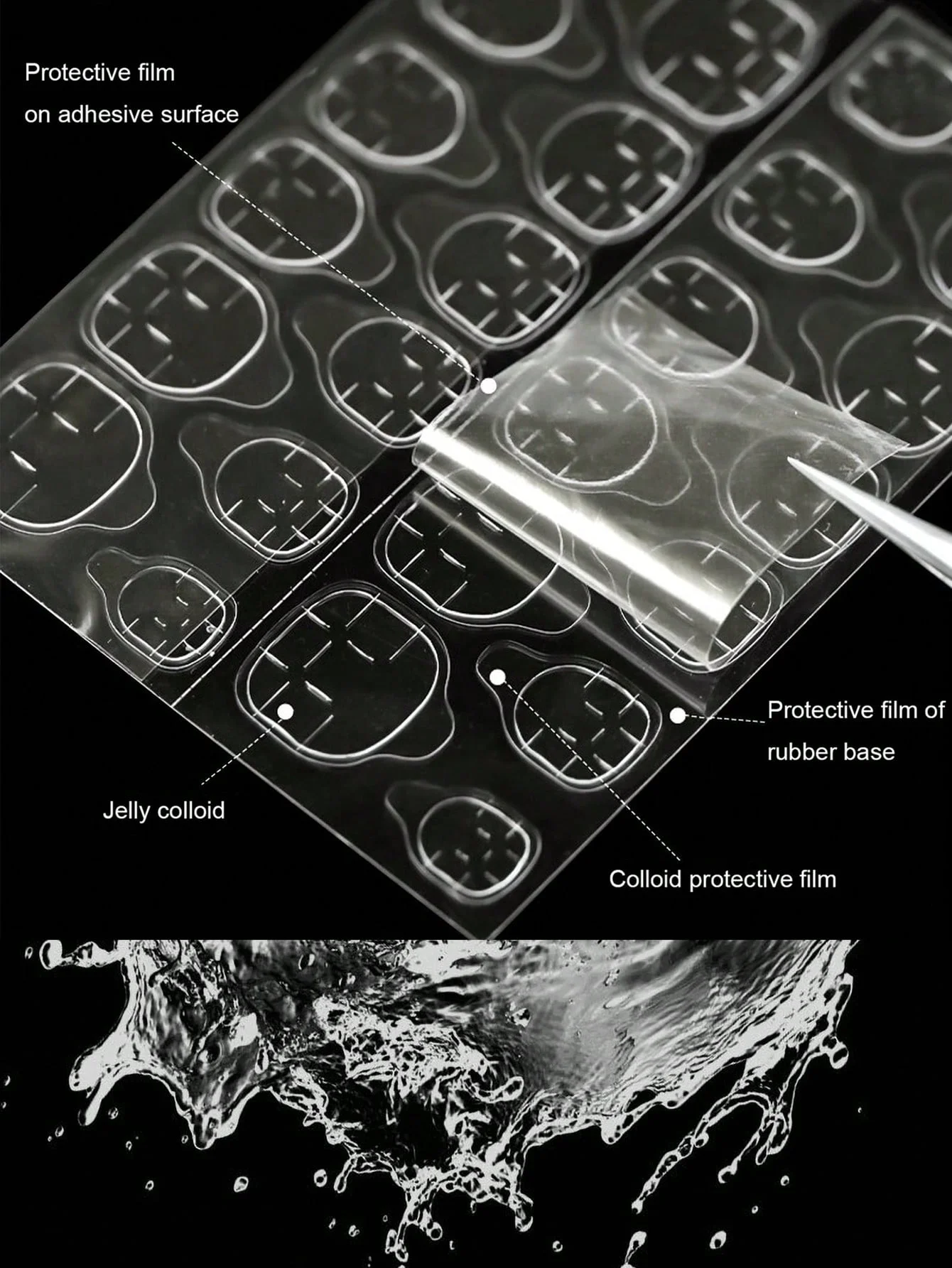 240 Stück/10 Blatt doppelseitiger Kleber-Nagelaufkleber, Nagelklebeaufkleber transparent, wasserfest