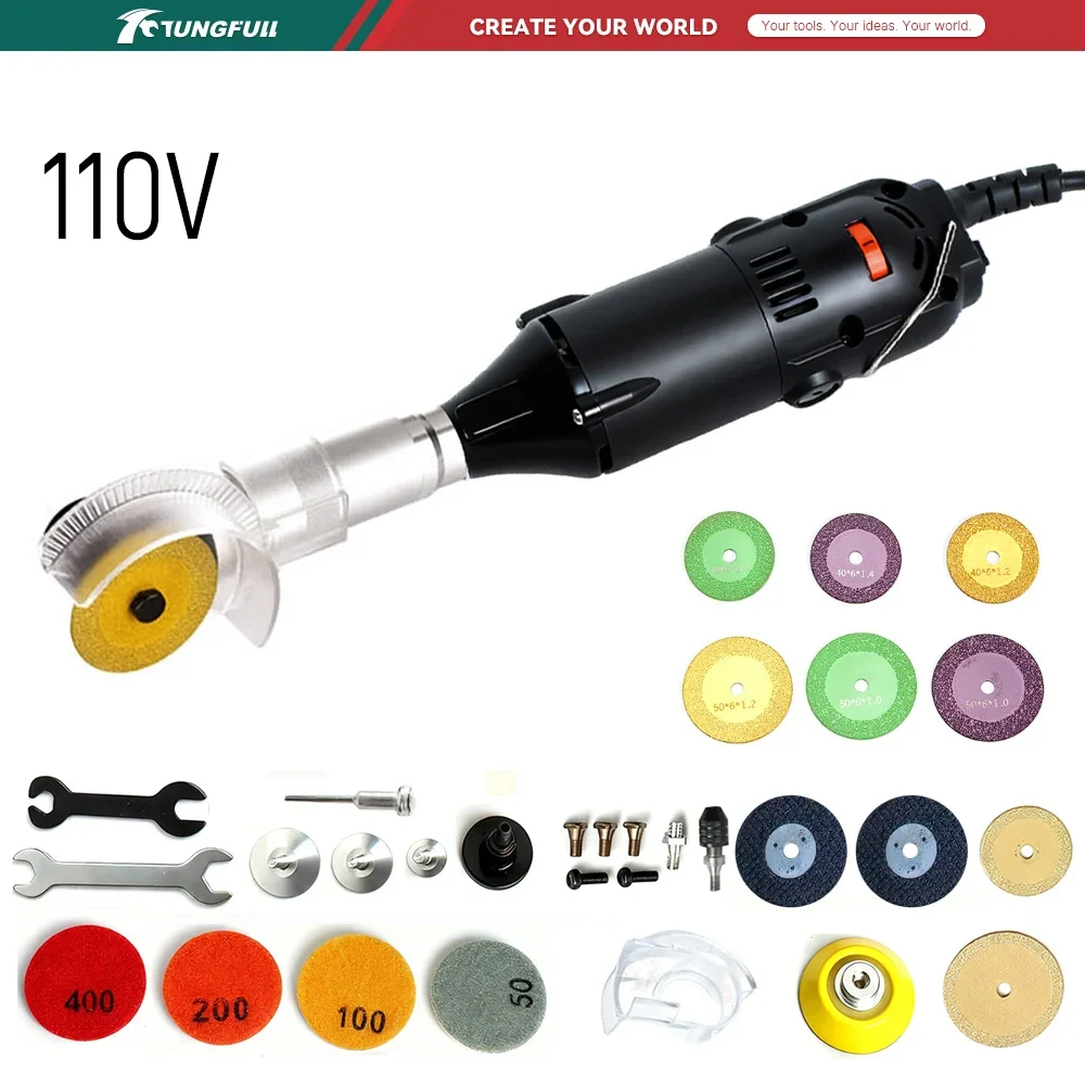 TUNGFULL 110V Mini Angle Grinder Electric Polishing Machine Portable Grinding Tool For Metal Wood Stone Cutting Repair DIY