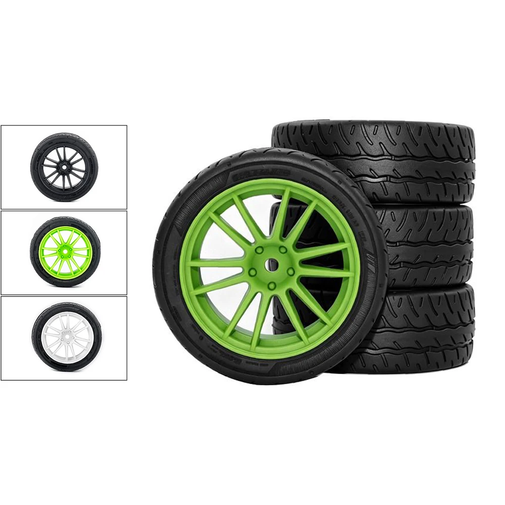 4PCS 70mm 1/10 RC Rally Touring Car Tires & Wheels 12mm Hex with Foam Insert for MJX 10304 Tamiya TT02 XV01 HPI KYOSHO