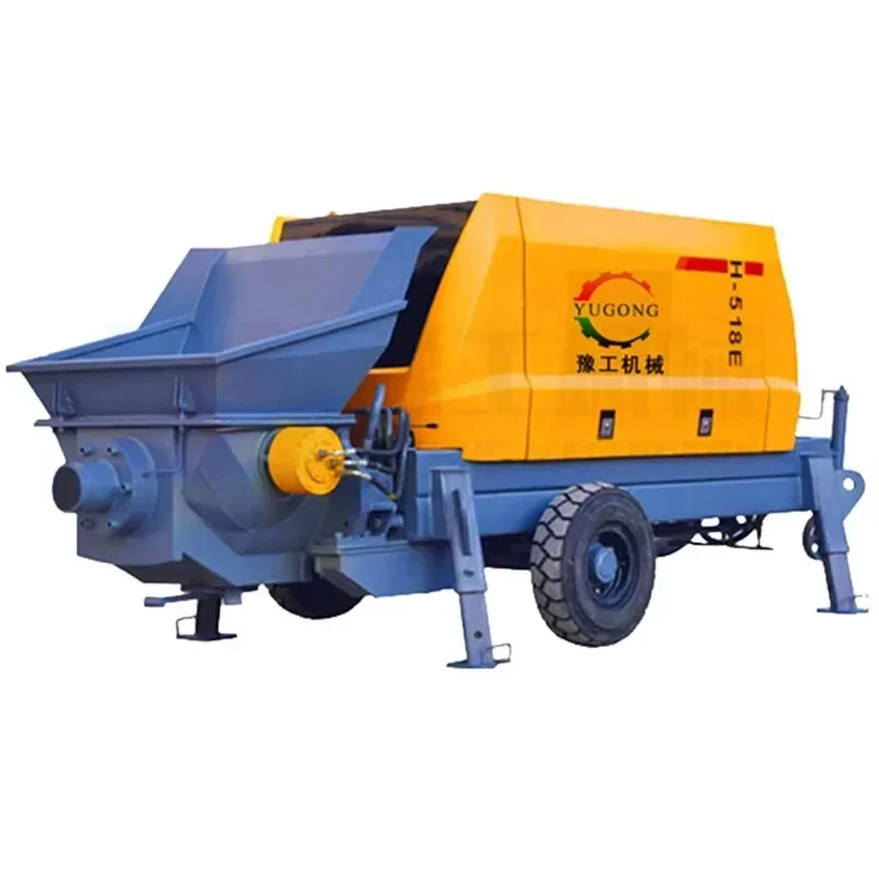 Concrete Trailer Pump With Mixer Diesel Mobile Concrete Machine Cement Concrete Pump For Building