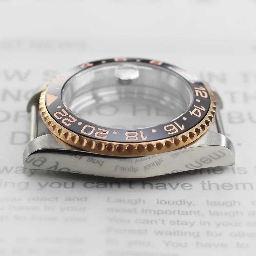 40mm oro rosa argentato cassa dell'orologio NH35 di alta qualità vetro zaffiro per NH35 NH34 NH36 Miyota 8215 ETA 2824 PT5000 GMT SUB Yacht