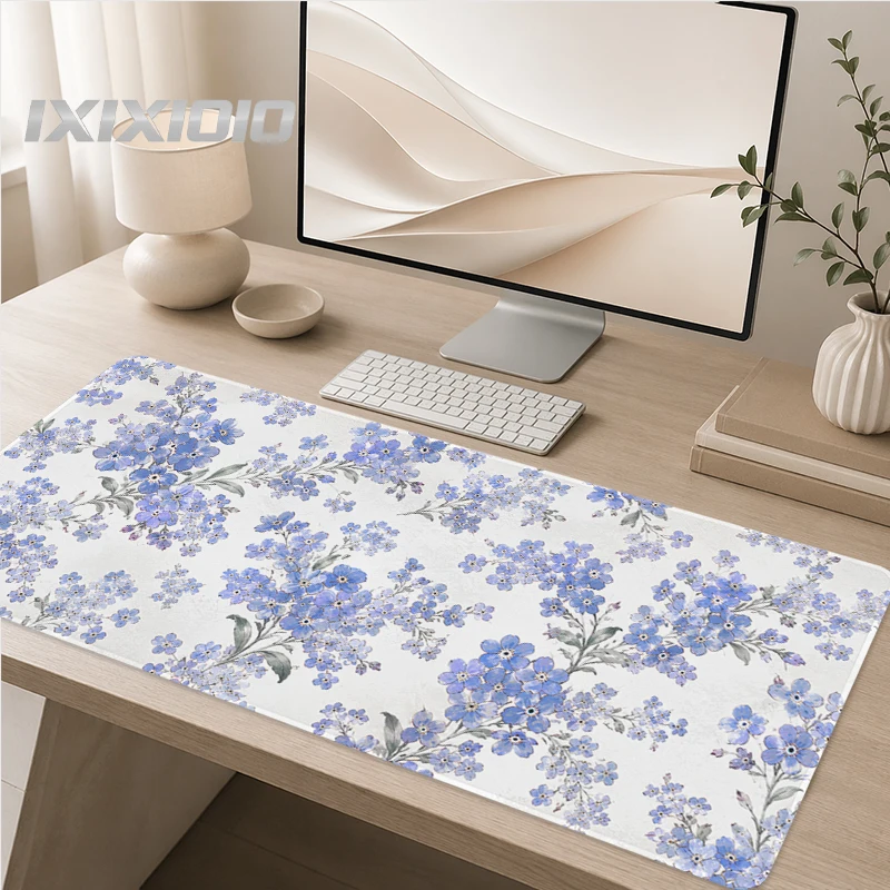 Mouse Pad Blue Purple Floral Gaming XL New HD Home Mousepad XXL MousePads Natural Rubber Non-Slip Soft Office Laptop Mice Pad