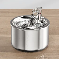 Stainless Steel Cat Fountain With Buoy Faucet Ultra Quiet Pump Pet Water Fountain Visible Water Level Automatic Dog Cat Fountain