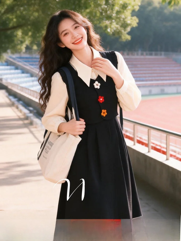 

Платье макси с воротником Ele, больших размеров, женское, модное, стройнящее, омолаживающее, с завышенной талией, А-силуэт, повседневное, из полиэстера