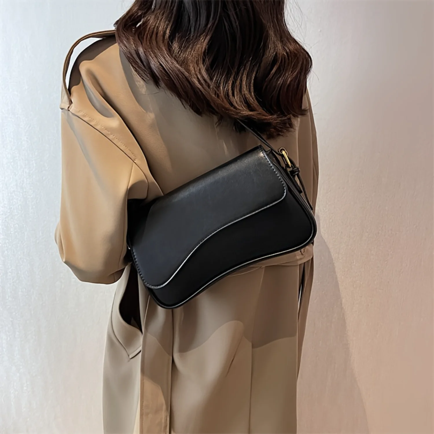 

Solid Color Shoulder Square Bag, Textured Flap Underarm Wallet For Women Bag accessories Wallets Clear bags for packaging Cart