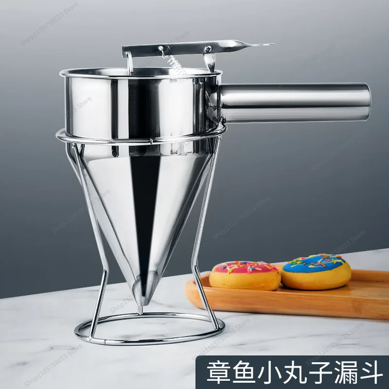 For Stainless Steel Funnel Cone Kitchenware with Shelf Snack Liquid Feeder Lower Batter Funnel Spoon