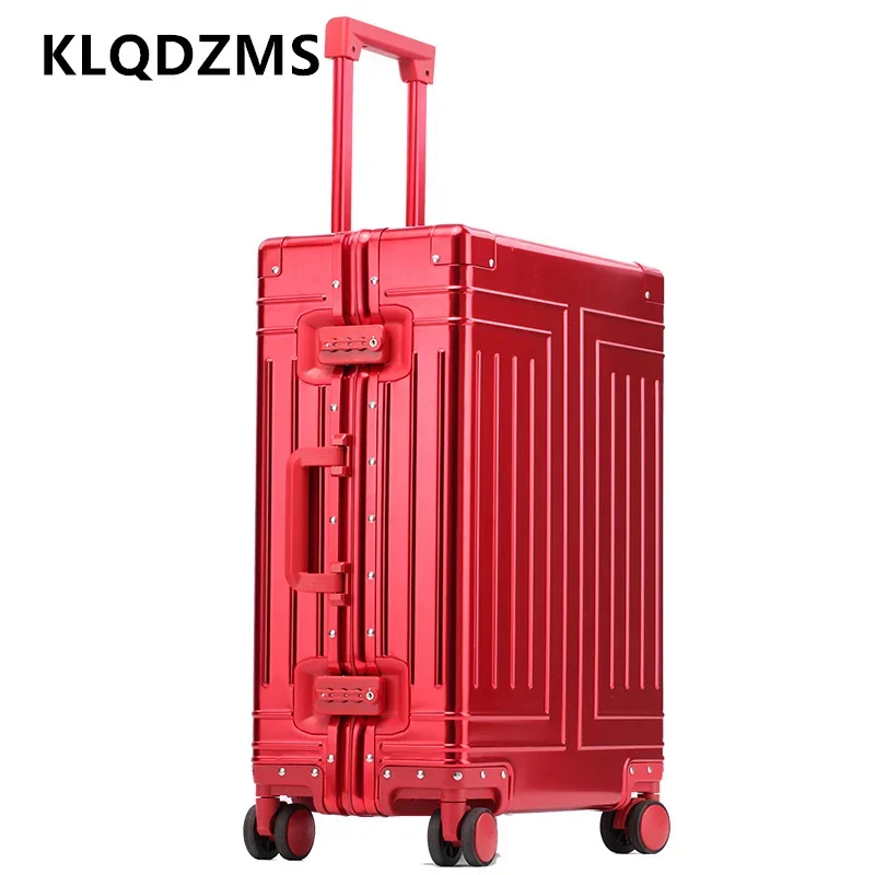 KLQDZMS Luggage on Wheels Full Aluminum Magnesium Alloy Trolley Case Men Boarding Box Women\'s 20\