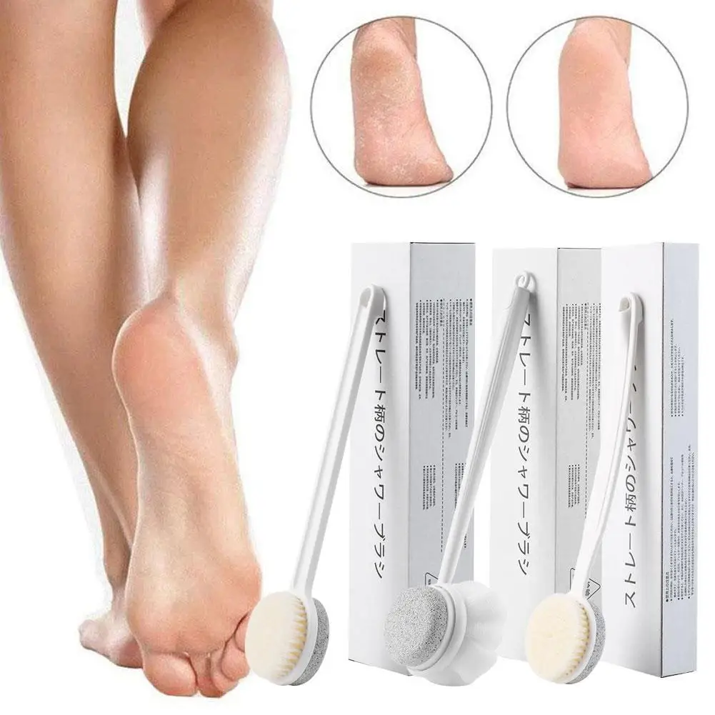 Manico lungo Spazzola per la schiena per doccia Setole morbide Spazzola da bagno esfoliante per il corpo Scrubber per la schiena Forniture da bagno con pietra pomice N1F0