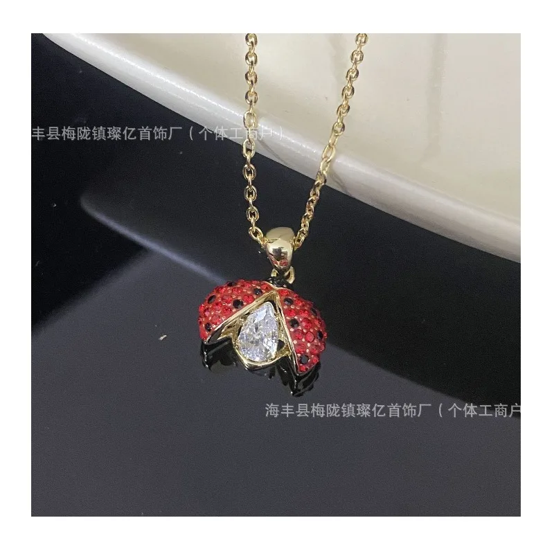 

Shijia Ladybug Necklace Beating Heart Ladybug Pendant Bracelet Set Niche Exquisite Jewelry