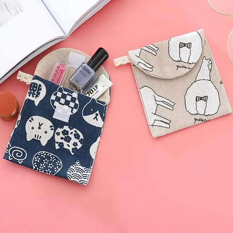 1 قطعة حقيبة شهرية لطيف ومحمول حقيبة منشفة العمة ، سعة كبيرة M منشفة حقيبة قطنية صحية ، حمل على حقيبة