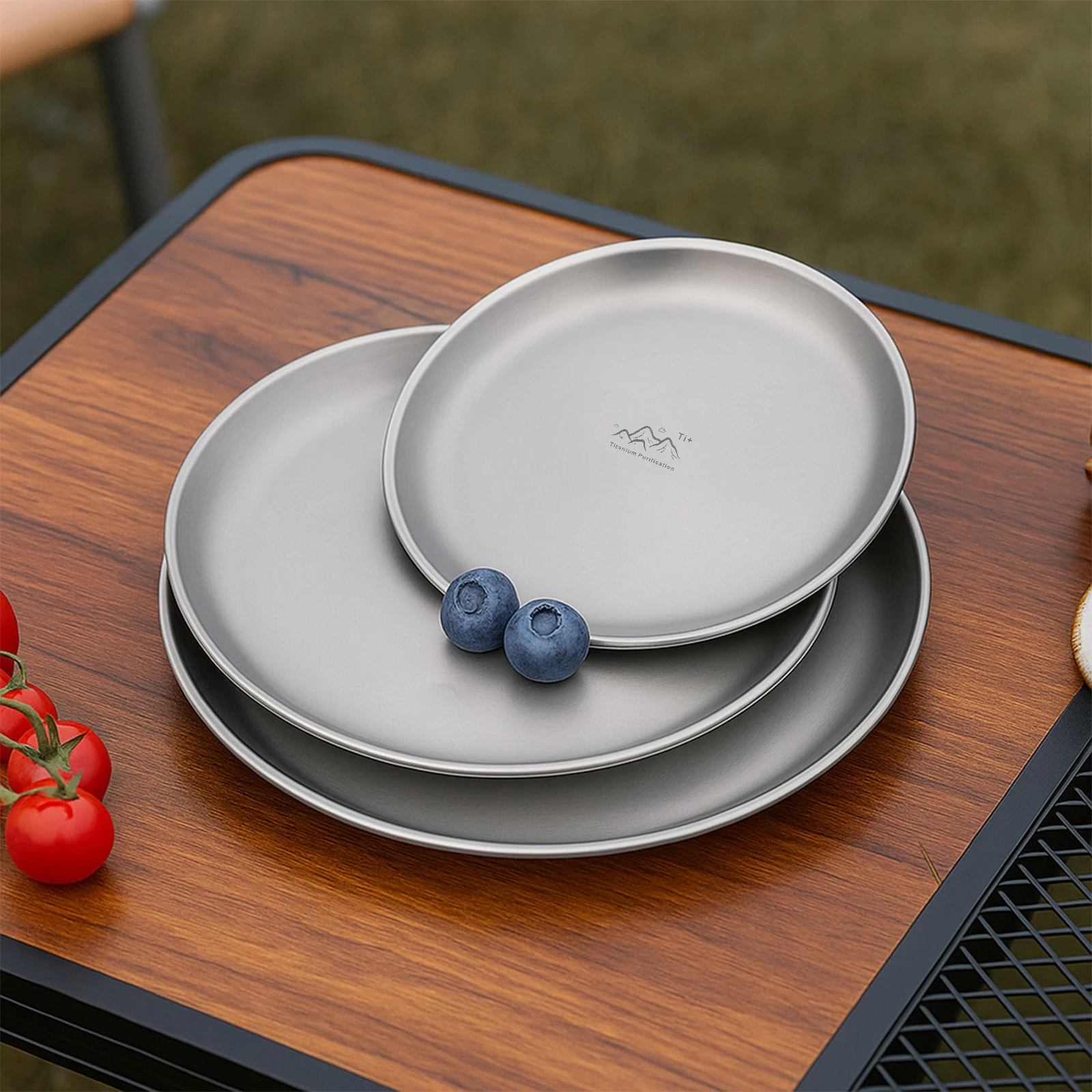Titanium Purification Plate Backcountry Dinnerware Anti-Fall Stackable Camping Tray Rust Proof for Backpacking Picnic Equipment