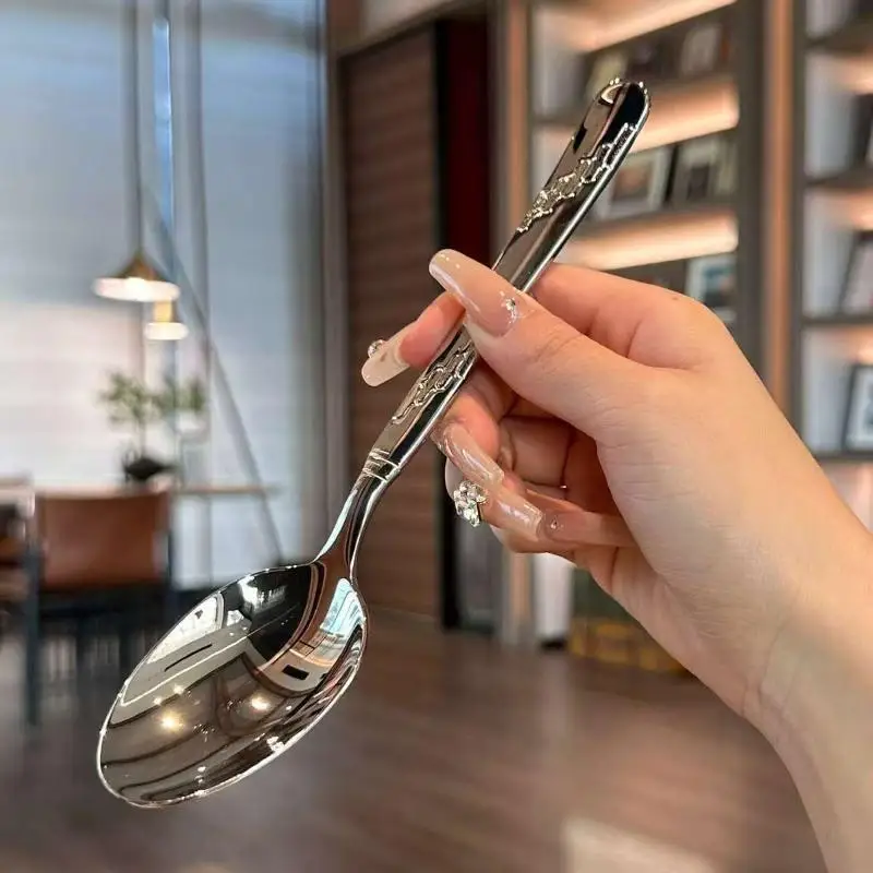Stainless Steel Round Serving Spoon Food Grade Large Size Rice Dining Spoon with Drain Hole Perfect Housewarming Gift for New H