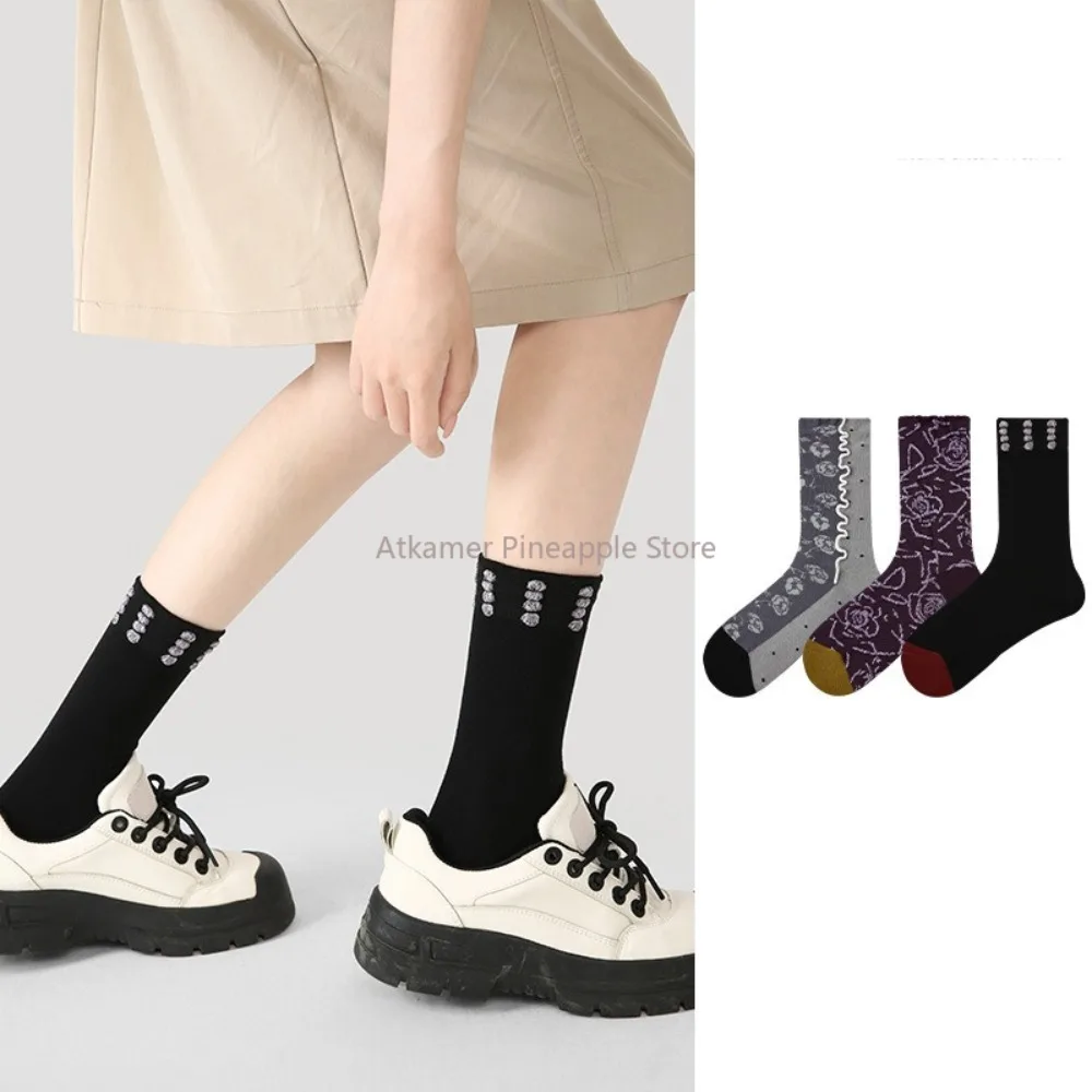 flower Niche Socks for Women Mid-Calf Socks for Spring and Autumn Literary new Style Versatile Socks-Minimum order of 3 pairs