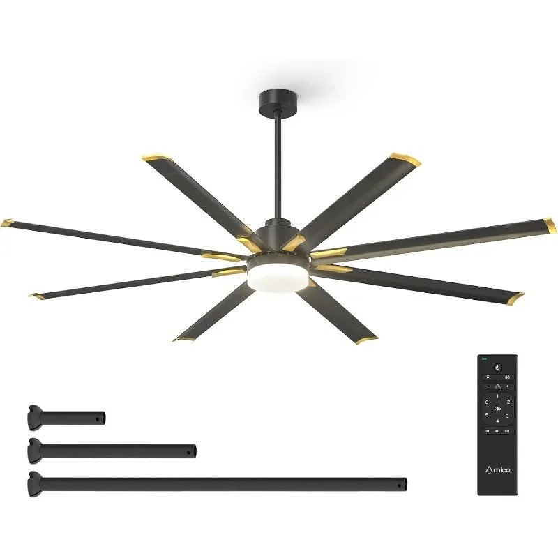 

Ceiling Fan with Light, Industrial Large Ceiling Fan with Quiet DC Motor Reversible Blades, Remote Control