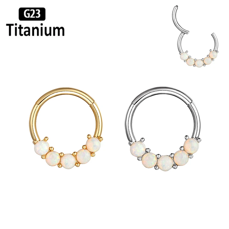 

1PC 316L Surgical Steel Septum Piercing Opal Hoops Nose Rings Earrings 16G 8/10mm Tragus Helix Conch Ear Piercing Body Jewelry