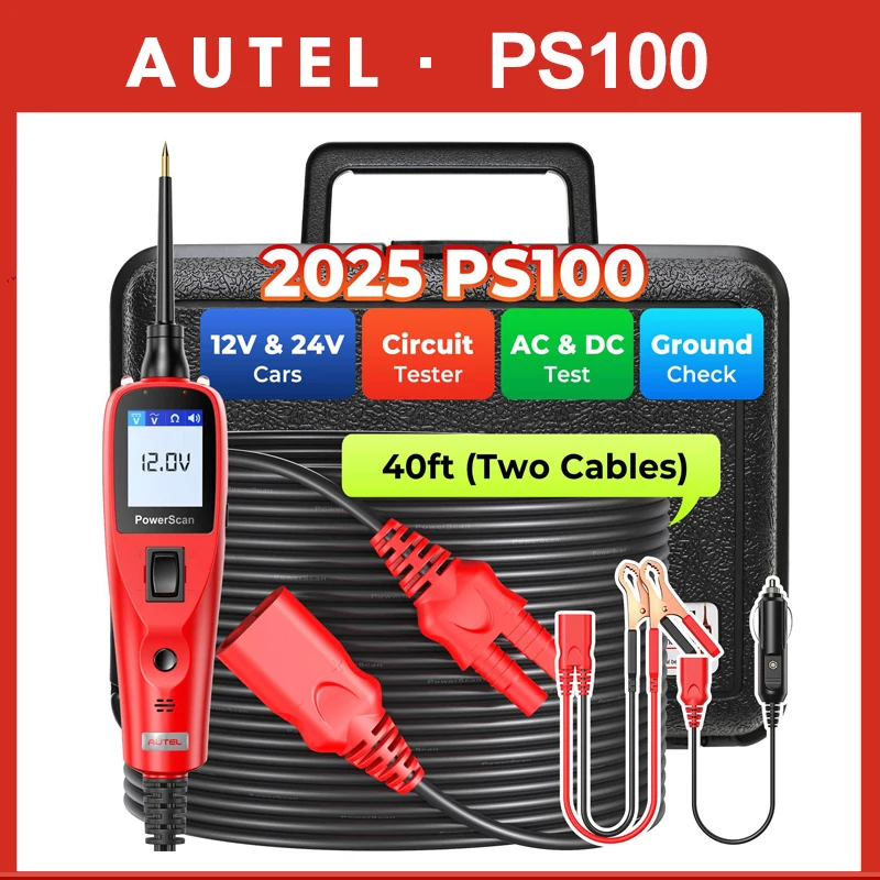 Autel PS100 PowerScan أداة اختبار الدائرة الكهربائية للسيارات 12 فولت 24 فولت أداة تشخيص AVOmeter