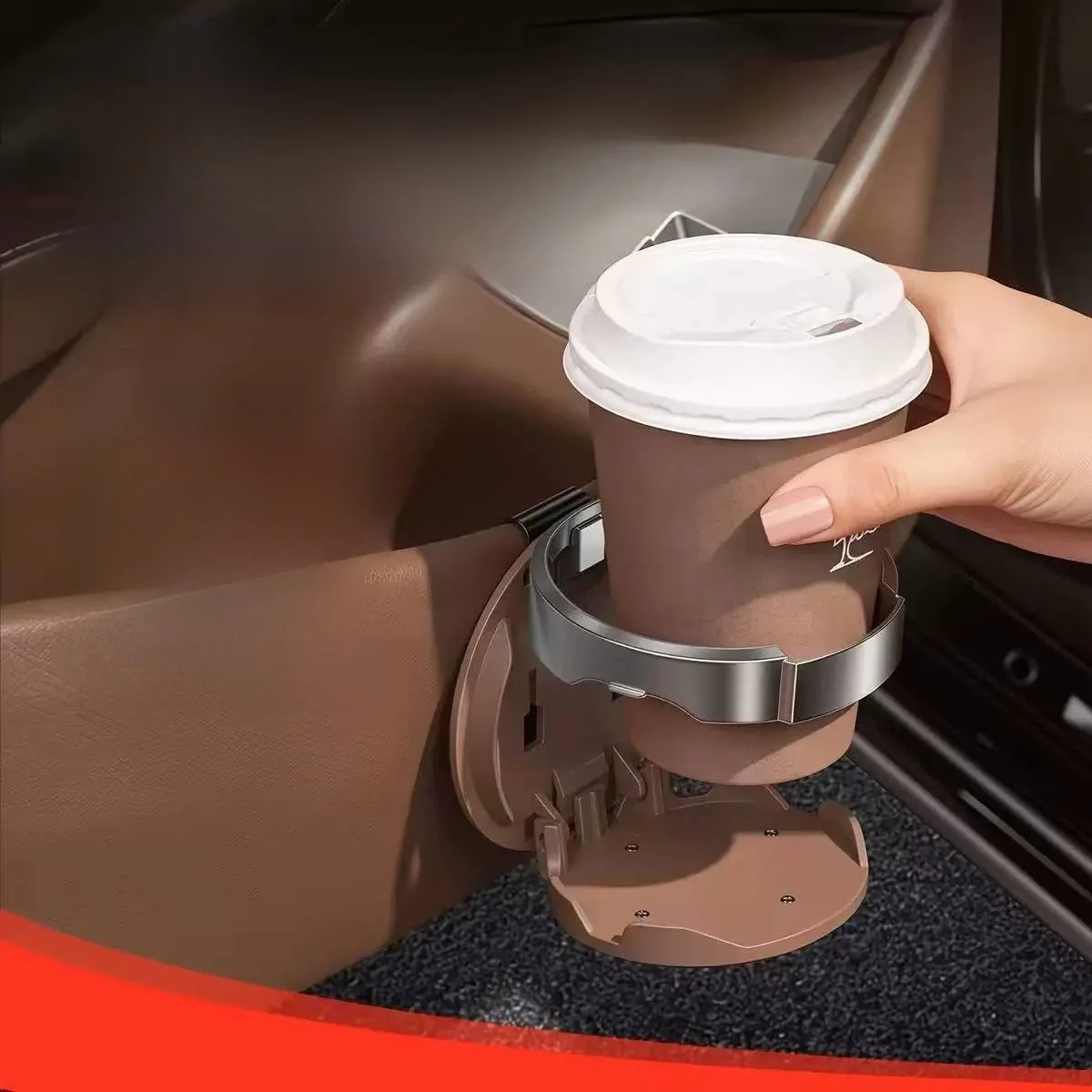 Car Door Cup Holder Vehicle Storage Multi-Function Water Cup Tray Fixed Placement Holder No Drilling Required ABS Material