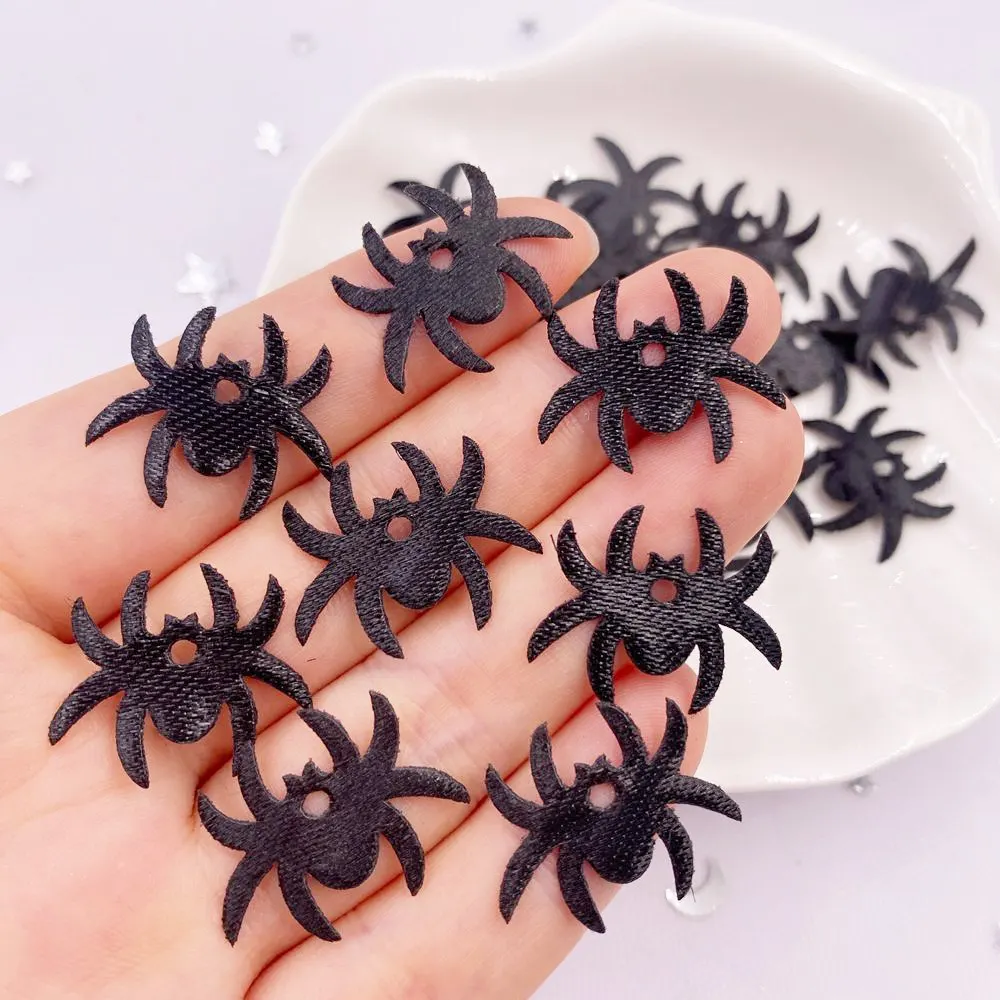 200PCS Felt Fabric Cool Black Spider Cute Patches DIY Craft Applique for Clothing Hairpin Parts Halloween Decor Craft E752