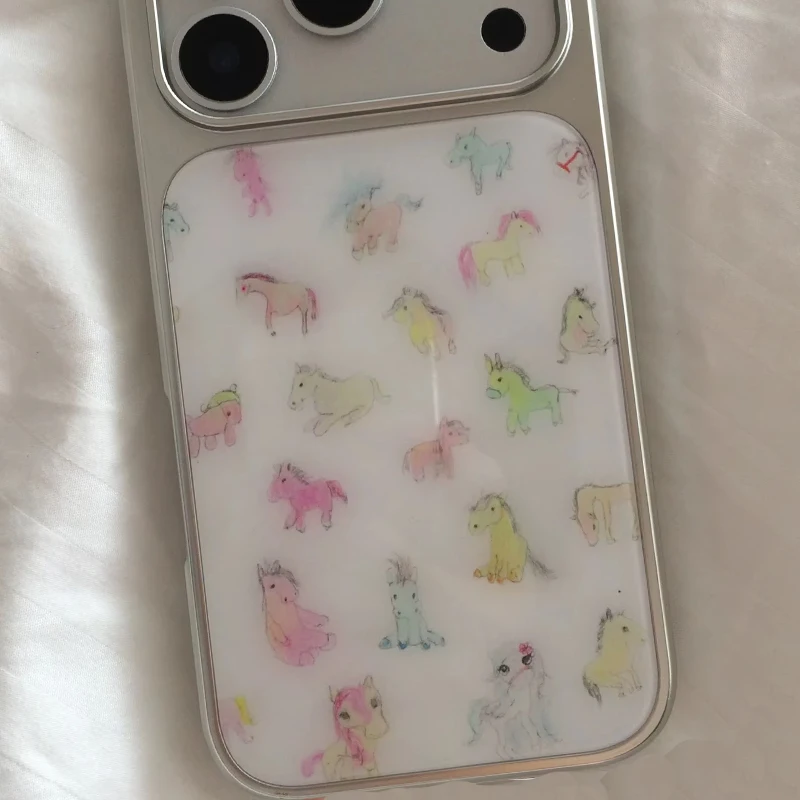 Fashion Cute Colorful Pony Kawaii Cartoon Phone Case For iPhone 18 17 16 15 14 13 12 11 Pro Max Plus 17air 16e Drop Glue Cover view 5